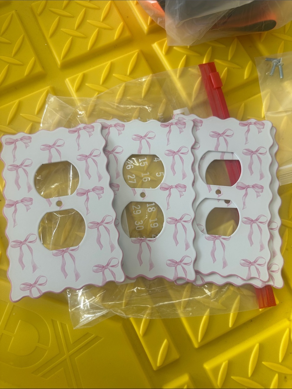 Decorative Pink Bow Double Outlet Cover Plates - Set of 4